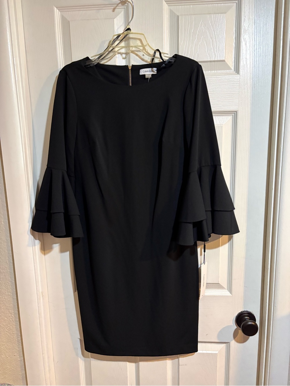 Calvin Klein Black Bell-Sleeve Sheath Dress